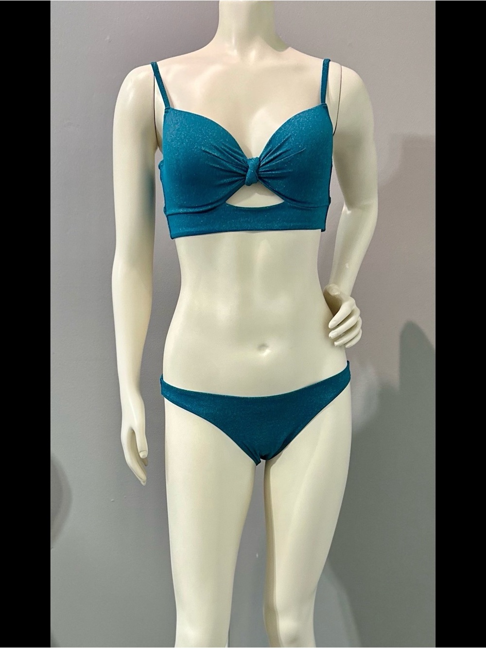 Teal Knot Front Bikini Set - Women Swim